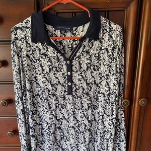 Tommy Hilfiger 2XL navy blue and white top
